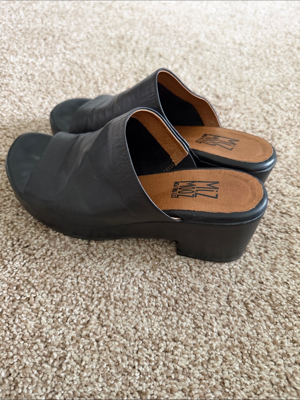 Miz Mooz Black Leather Slide Clog Mule
